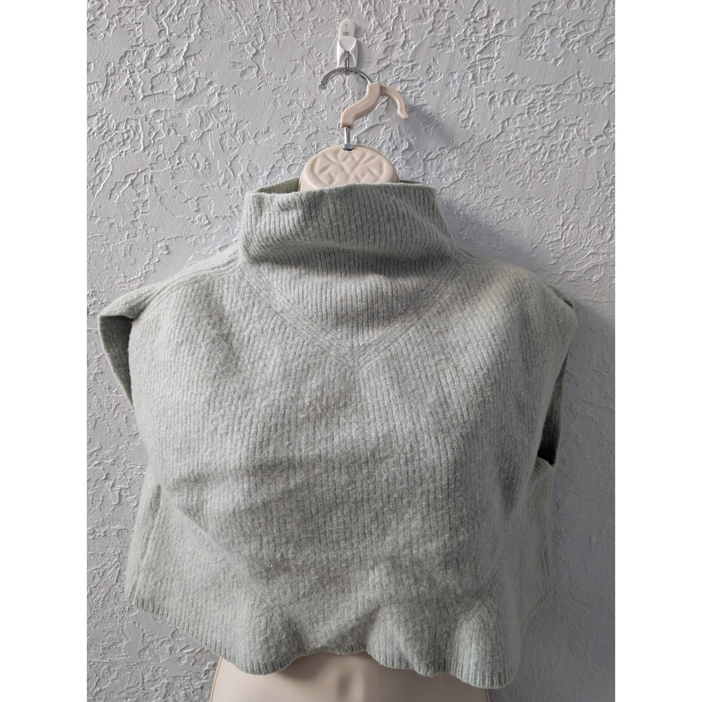 Anthropologie Enza Cashmere Sweater Vest Womens L Sage Green Mock Neck